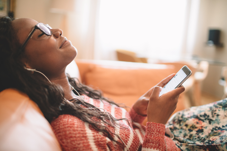 Woman listening to music